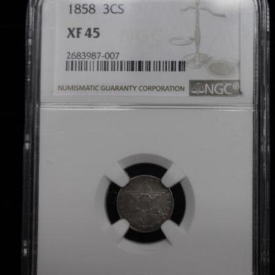 1858 3C Silver XF45