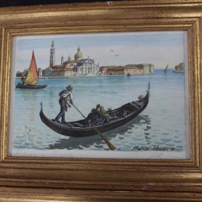 2- 8 x 10 1/2 Framed Signed Watercolors "Marini Venesia"