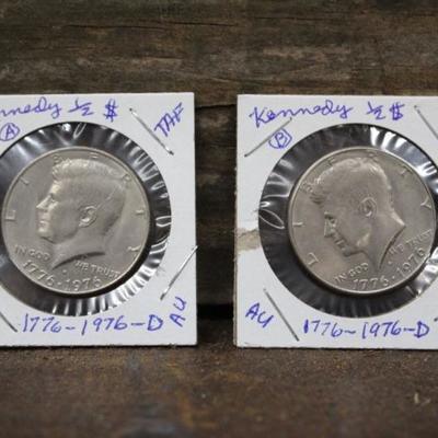 2 Kennedy Half Dollars, 1776-1976