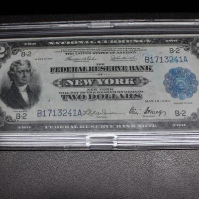 1914 national Currency $2 Battle Ship