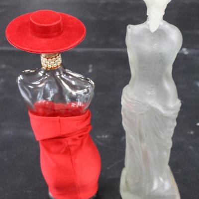2 Female Shaped Glass Bottles