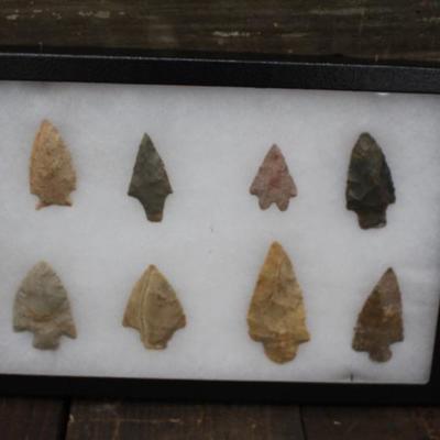 Frame of 8 Very Nice Chert S GA Projectile Points