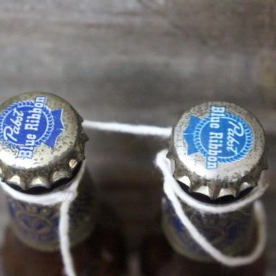 2 Miniature Souvenir Pabst Blue Ribbon Beer Bottles