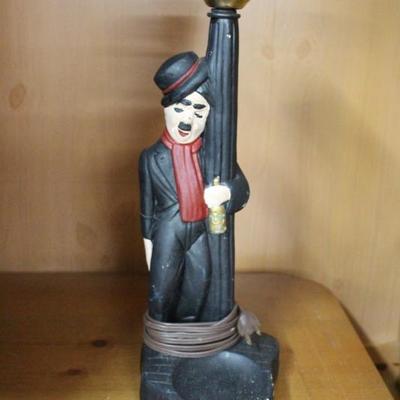 Painted Chalk "Charlie Chaplin Drunk" Lamp Base