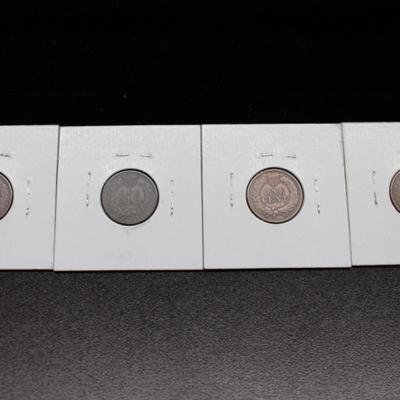 4 Indian Head Pennies 1904, 1905, 1906, 1907
