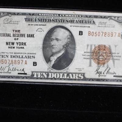 1929 $10 Brown Seal National Currency Note