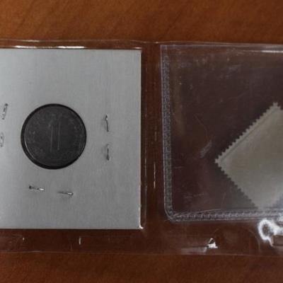 1943 Nazi Coin & Hitler Stamp