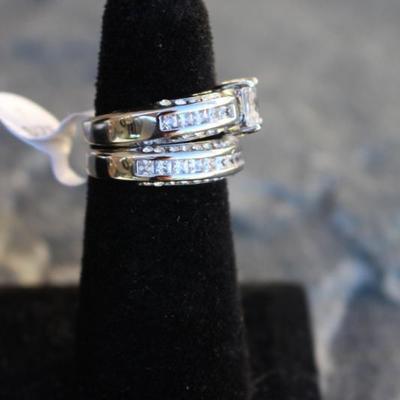 Sterling Silver White Sapphire Wedding S