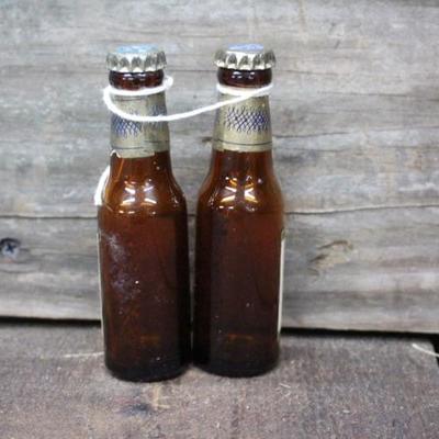 2 Miniature Souvenir Pabst Blue Ribbon Beer Bottles