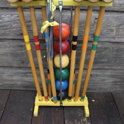 1960's 6 Ball Wooden Croquet Set