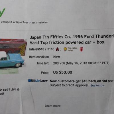 56 Ford TBird Metal Car