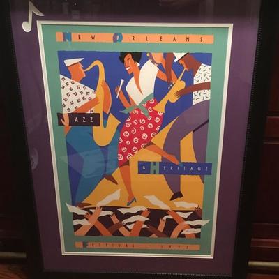 1992 New Orleans Jazz and Heritage Festival Poster Framed by Robert Guthrie  https://www.ebay.com/itm/123361868713