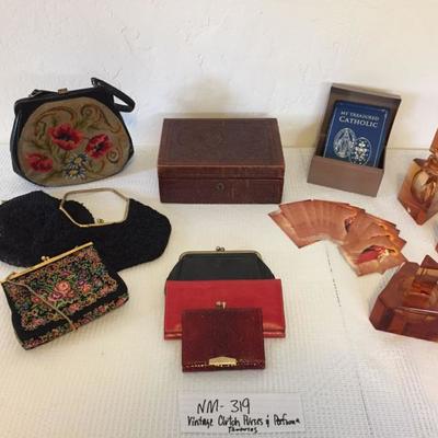 Moser Glass Vanity Set and Vintage Clutch Purses