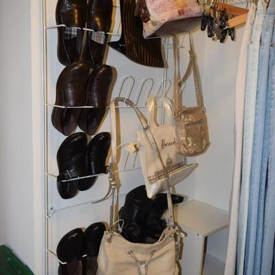 Ladies Shoes, Rack, & Handbags