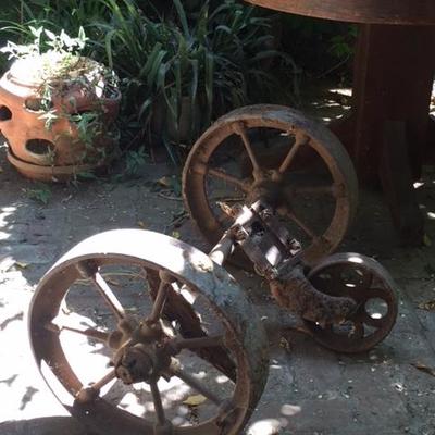 Antique Railroad Luggage Cart Wheels