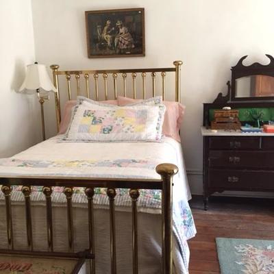 Antique Brass Bed with New Sealy Pillow Top Mattress Set