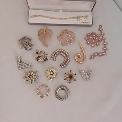Vintage Pins and Blue Topaz Bracelet