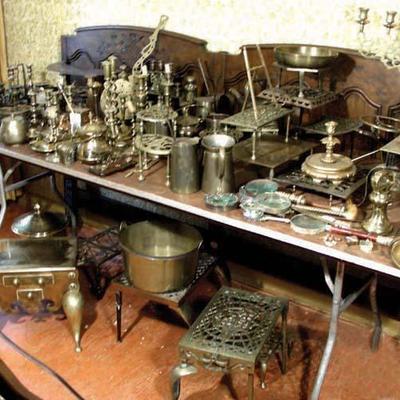 Large Collection of Antique Brass Accessories