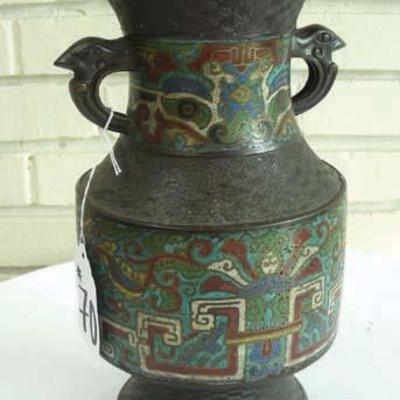 #70 - Antique Bronze and Cloisonne Vase