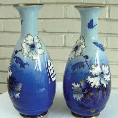 #62 - Pair Antique Vienna Hand Painted Porcelain Vases, Marked.