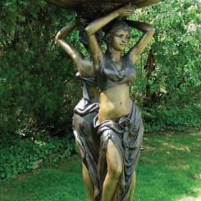 #112 - Fabulous Large Bronze Fountain with Two Women