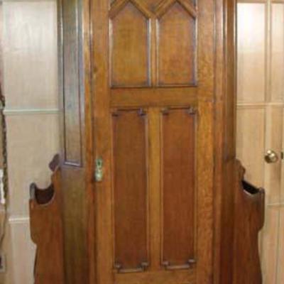 #138 - Antique Carved Oak Wardrobe Closet