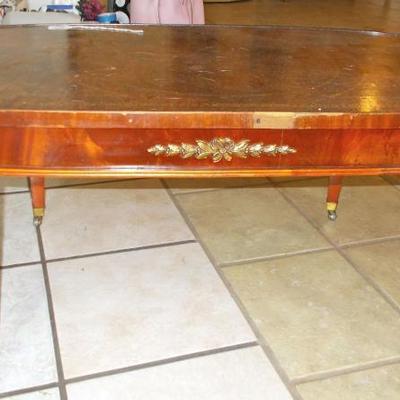 Coffee table with leather top $65