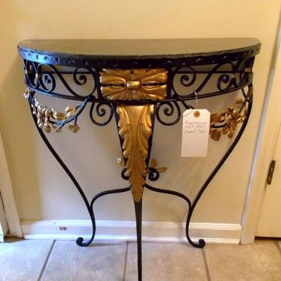 Marble and iron demi-lune hall table $139