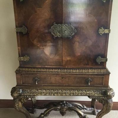 Claw Foot Ornate Wood Cabinet
