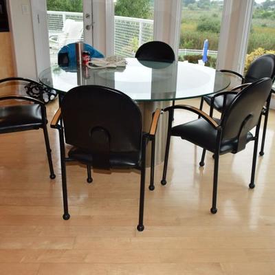 Round Glass Table & 6 Chairs