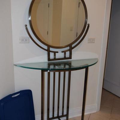 Glass & Metal Console Table & Mirror