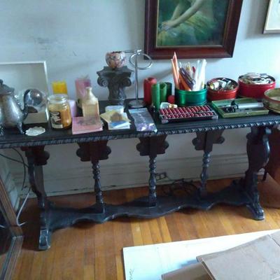 Antique long table $25 and various knick knacks $1 to $5