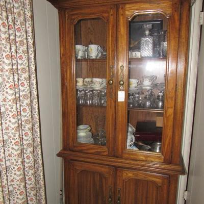 China cabinet w/ teacup collection and elegant glassware