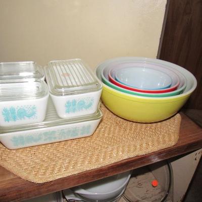 Lots of Corning Ware and Fire King 