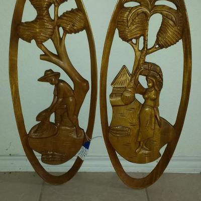 Oval Carved Wooden Wall Decorations