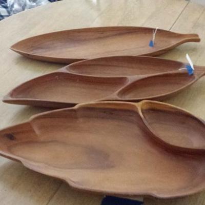 Carved Wooden Trays  - Leaf Design