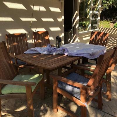 Teak patio table 6 chairs