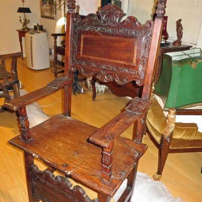  18th Century Carved Chair with inlay