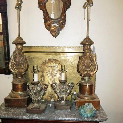 Pair of antique Altar Stick lamps