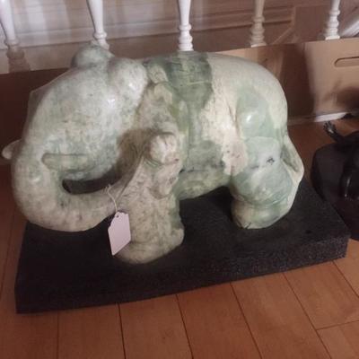 Vintage Green Jade Elephant