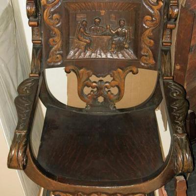 Antique carved monks chair