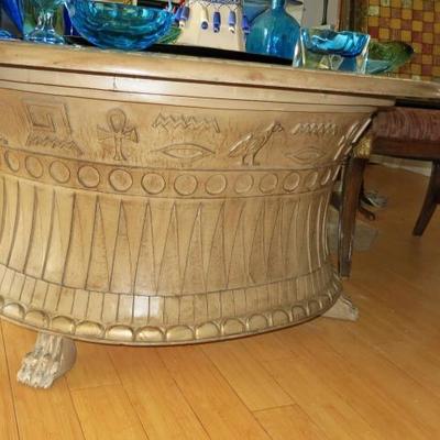1 of 2 Oval Egyptian motif coffee tables
