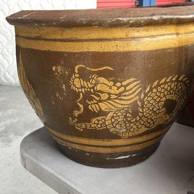 Oriental Fishbowl Planter with Dragon Rough Terracotta finish PT6005 Local Pickup https://www.ebay.com/itm/123400217382