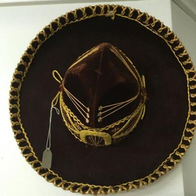 Vintage Hand Made Velvet and Gold Trim Mexican Mariachi Sombrero RM1267 https://www.ebay.com/itm/113298374607
