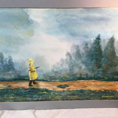 Watercolor by Dr. G Arnold - Man Walking in the Rain CW1010 New Orleans Artist  https://www.ebay.com/itm/113305147021