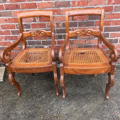 2 Vintage Antique Captians Chair with Cain Seats WN7057  https://www.ebay.com/itm/113297272345