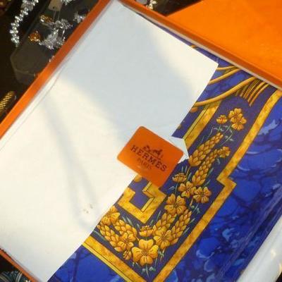 Hermes scarf in original box.  Unworn label.  Gorgeous!!