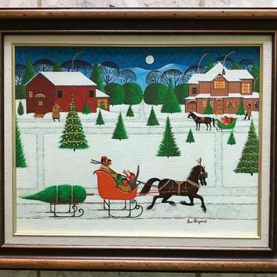 Primitve Americana Red Sleigh with horse Leo Bryant
