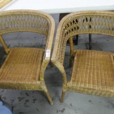2 Wicker chairs.