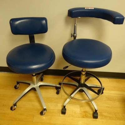 Lot of 2 A Dec Rolling Dental Chairs With Back